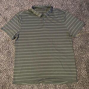 lululemon athletica Olive Green Striped Polo